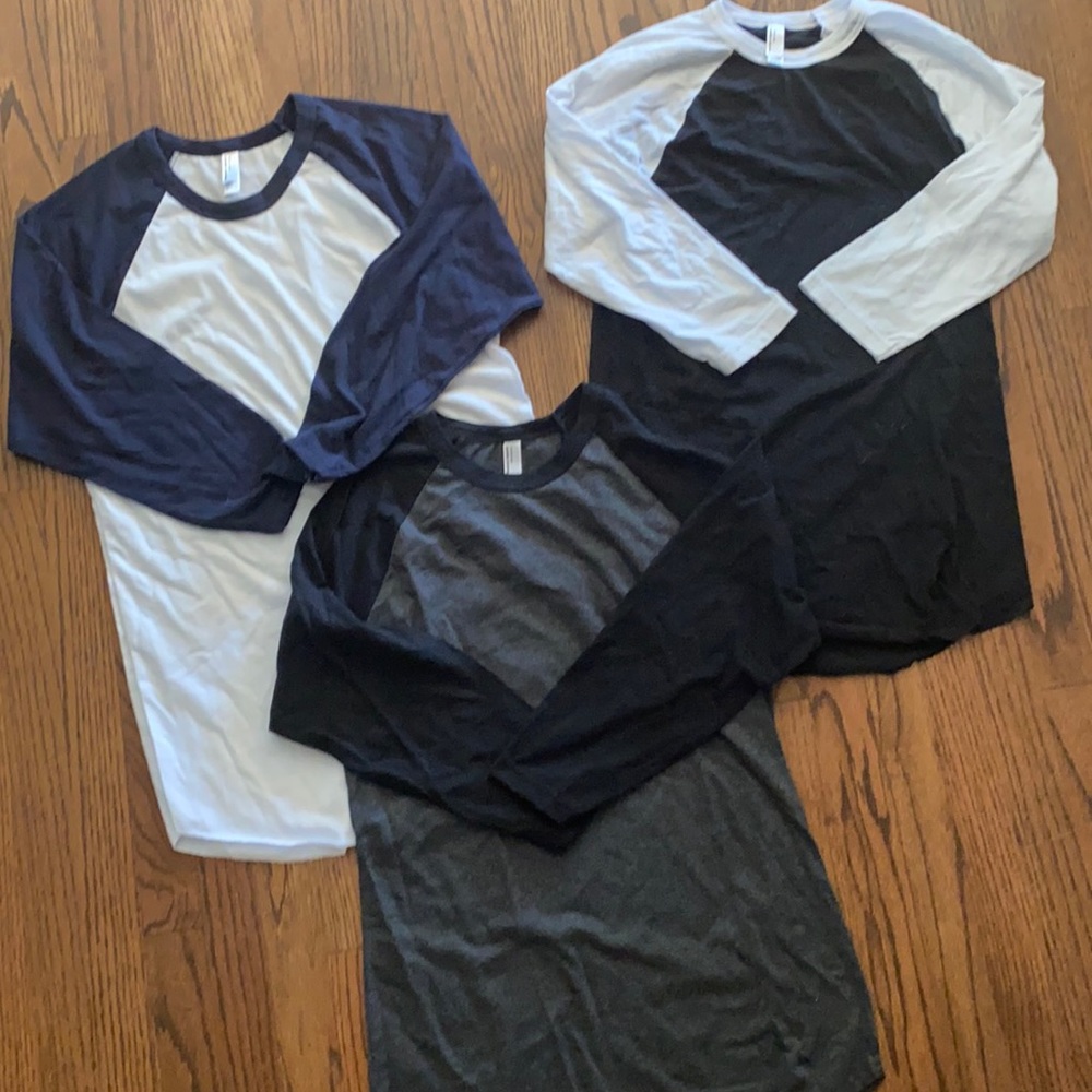 American Apparel baseball tees bundle